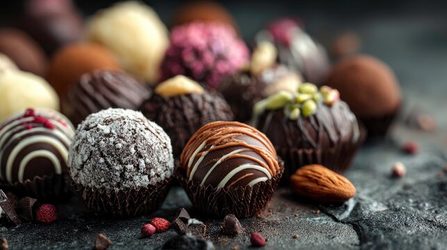 Assorted gourmet chocolate truffles