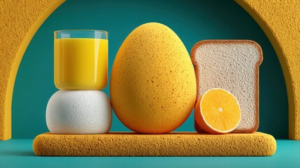 Exploring breakfast habits through creative 3D shapes and vibrant colors
