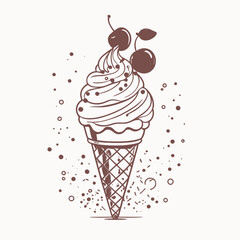 Swirl ice cream cone with cherries and sprinkles cherry