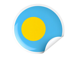 Palau Flag as Circular Sticker with Curling Corner