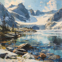 lake and mountains 
