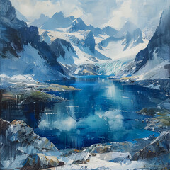lake and mountains 

