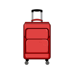 champagne rolling luggage cartoon vector illustration