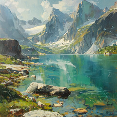 lake and mountains 
