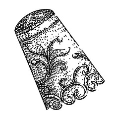 needle sewing thimble sketch hand drawn vector