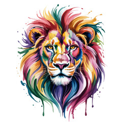 Obraz premium Majestic Rainbow Lion A Vibrant Abstract Portrait
