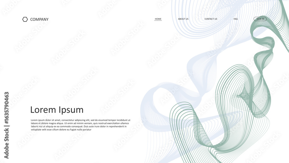Poster line wave futuristic design of landing page for webpage background design