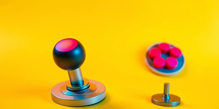 Sleek modern joystick, vibrant yellow background,  gaming,   control