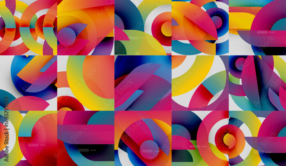 Poster colorful abstract patterns, overlapping circles create vibrant gradients. modern design, smooth tran