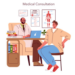 Medical Consultation Vector Illustration with Doctor