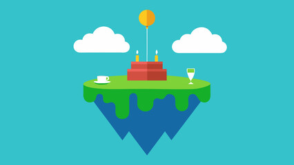 Obraz premium floating island birthday waterfall cake