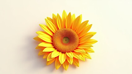 Obraz premium Vibrant yellow sunflower against a cream background.