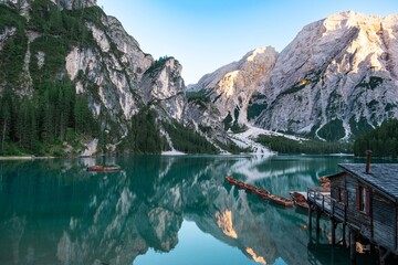 Lake Braies and Dolomites Reflection