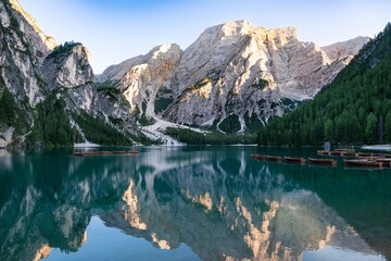 Lake Braies and Dolomites Reflection