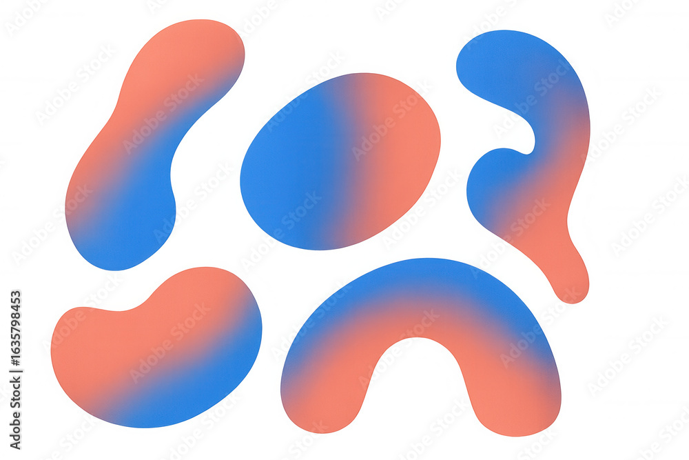 Poster set of gradient blobs with trendy colors on transparent background, perfect for modern and vibrant d