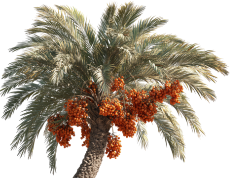 Date palm tree with bunches of fruit
