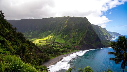 Lush valley meets ocean