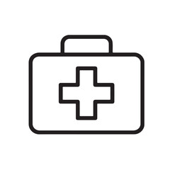 Medical Briefcase Icon in Black and White Outline Style