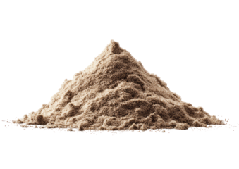 A conical pile of light brown powder
