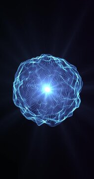 Fractal sphere shape gyrating. Loop. 4K Vertical