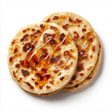 Moroccan msemen pancakes with honey drizzle