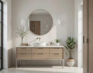 modern bathroom with white furniture
