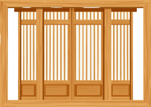Traditional Asian wooden sliding doors