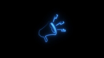 Glowing Neon Announcement Icon Isolated on Black Background, HD Motion Graphic Animation for News, Alert, and Communication 4k icon.