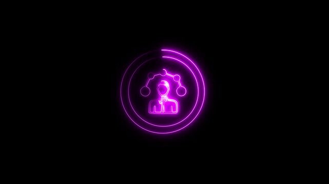 Glowing neon decision icon isolated on black background. 4k video motion graphic animation. Futuristic Digital Network Connecting Individuals Collaborative Technology in a Modernized Virtual icon.