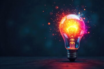 Vibrant Colorful Ideas Exploding from a Lightbulb Creative Inspiration and Innovation