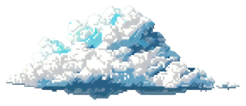 PNG Pixelated cloud on blue sky