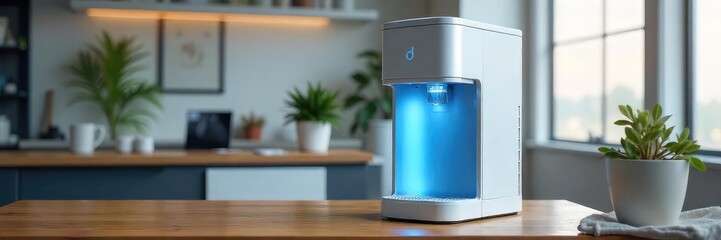 A modern office water cooler dispenses chilled and room temperature water, featuring a sleek design and intuitive controls for easy use , commercial, refreshment