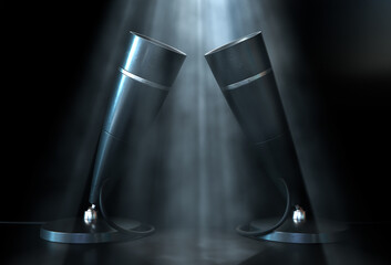 Vintage Desk Microphones 3D Render for Podcast Branding & Marketing