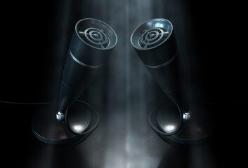Vintage Desk Microphones 3D Render for Podcast Branding & Marketing