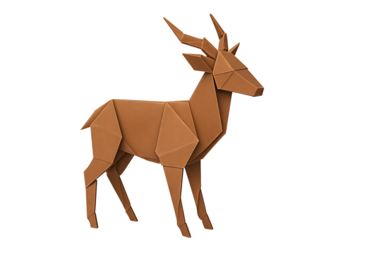 3d origami deer isolated on transparent background
