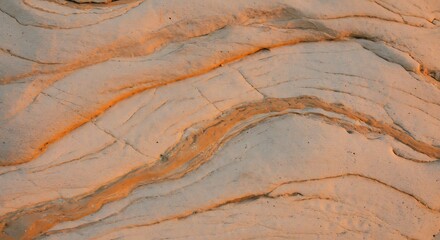 Naklejka premium Close-up of Sandstone Layers with Warm Sunlight