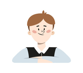 young man cartoon icon, schoolboy, character in school uniform
