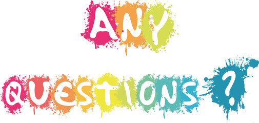 Any Questions in white splash background illustration