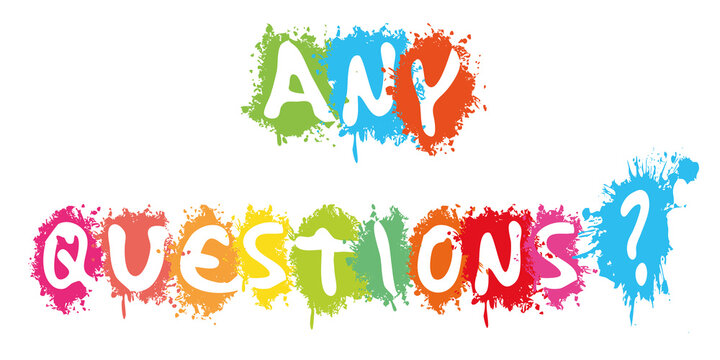 Any Questions in white splash background illustration