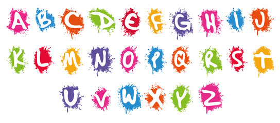 Alphabet in white splash background illustration