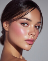 soft blush tones across cheeks and nose bridge