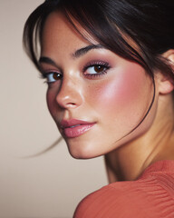 soft blush tones across cheeks and nose bridge