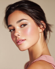 soft blush tones across cheeks and nose bridge