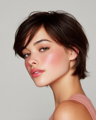 soft blush tones across cheeks and nose bridge