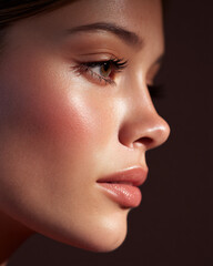 soft blush tones across cheeks and nose bridge
