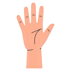 Open palm hand front view illustration