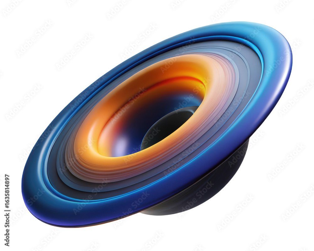Poster abstract circular gradient layers in blue orange tones for modern design elements 3d illustration is