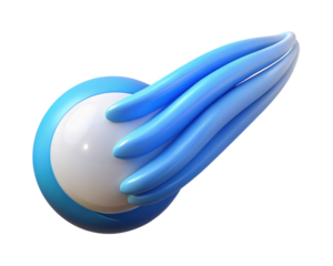 Abstract blue tubes orbiting white sphere artistic render3d illustration isolated on transparent background