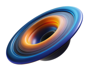 Abstract circular gradient layers in blue orange tones for modern design elements 3d illustration isolated on transparent background