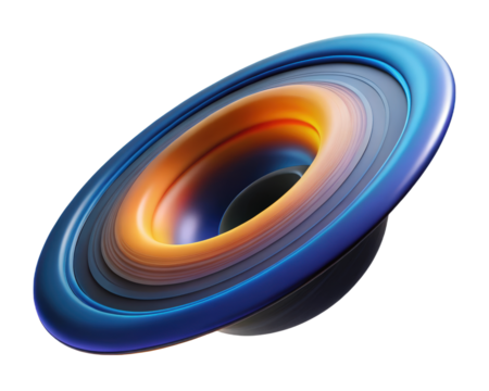 Abstract circular gradient layers in blue orange tones for modern design elements 3d illustration isolated on transparent background